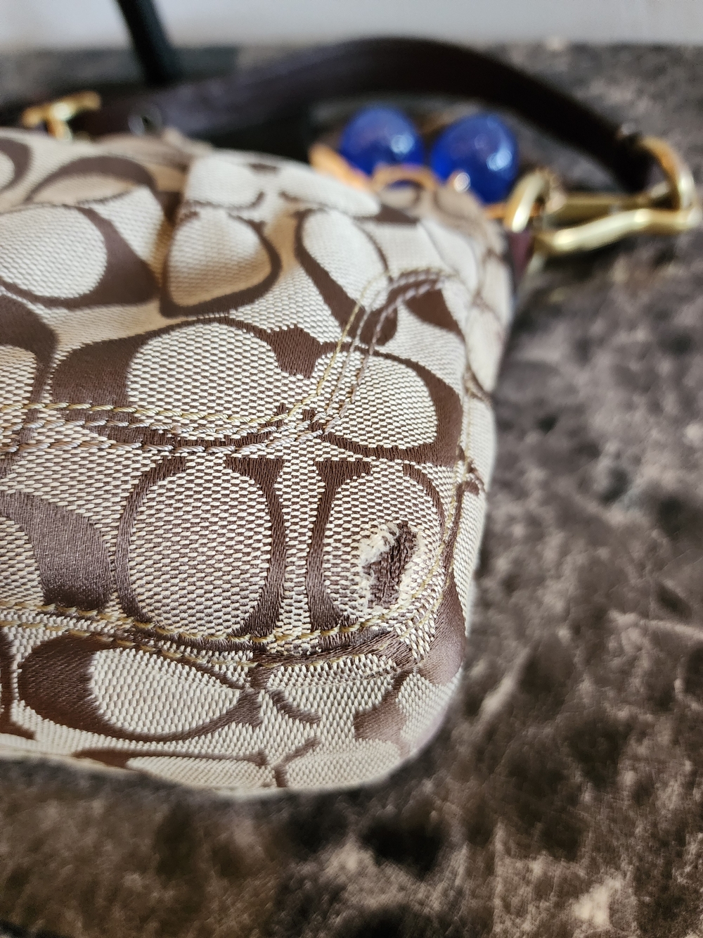 Y2k Coach Hamptons Signature Pleated Handbag - Gem